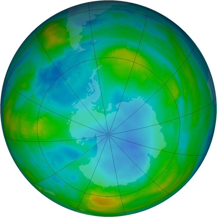 Antarctic ozone map for 21 July 1985